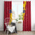 Chad Christmas Window Curtain with Red-Yellow Festive Pattern, National Coat of Arms, and Snowflake Accents - Wonder Print Shop