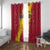 Chad Christmas Window Curtain with Red-Yellow Festive Pattern, National Coat of Arms, and Snowflake Accents - Wonder Print Shop