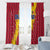 Chad Christmas Window Curtain with Red-Yellow Festive Pattern, National Coat of Arms, and Snowflake Accents - Wonder Print Shop