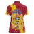Chad Christmas Women Polo Shirt with Red-Yellow Festive Pattern, National Coat of Arms, and Snowflake Accents - Wonder Print Shop