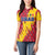 Chad Christmas Women Polo Shirt with Red-Yellow Festive Pattern, National Coat of Arms, and Snowflake Accents - Wonder Print Shop