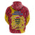 Chad Christmas Zip Hoodie with Red-Yellow Festive Pattern, National Coat of Arms, and Snowflake Accents - Wonder Print Shop