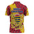 Chad Christmas Zipper Polo Shirt with Red-Yellow Festive Pattern, National Coat of Arms, and Snowflake Accents - Wonder Print Shop