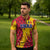 Chad Christmas Zipper Polo Shirt with Red-Yellow Festive Pattern, National Coat of Arms, and Snowflake Accents - Wonder Print Shop