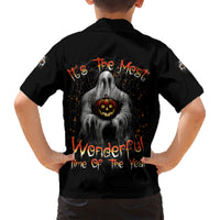 It's The Most Wonderful Time Halloween Family Matching Short Sleeve Bodycon Dress and Hawaiian Shirt - Wonder Print Shop