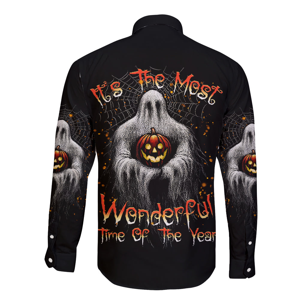 It's The Most Wonderful Time Halloween Long Sleeve Button Shirt - Wonder Print Shop