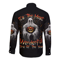 It's The Most Wonderful Time Halloween Long Sleeve Button Shirt - Wonder Print Shop