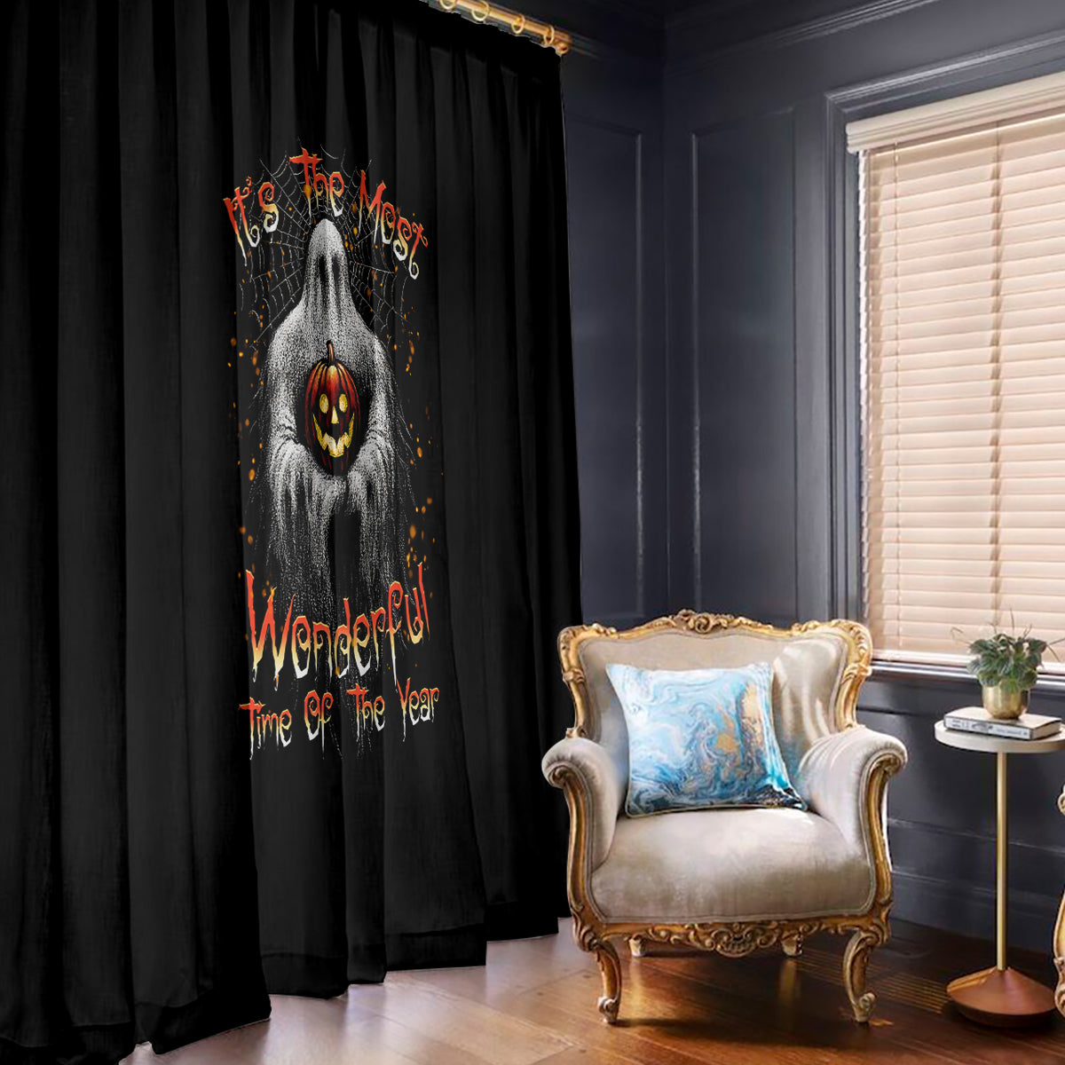 It's The Most Wonderful Time Halloween Window Curtain - Wonder Print Shop