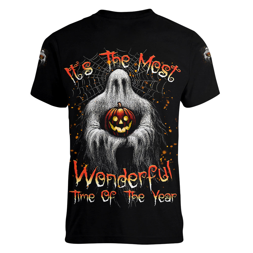 It's The Most Wonderful Time Halloween Women V Neck T Shirt - Wonder Print Shop