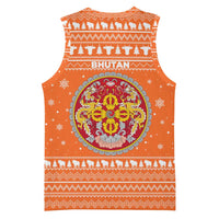 Bhutan Christmas Basketball Jersey with Takin Santa Hat Christmas Tree and Snowflake Pattern in Orange - Wonder Print Shop