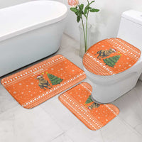 Bhutan Christmas Bathroom Set with Takin Santa Hat Christmas Tree and Snowflake Pattern in Orange - Wonder Print Shop