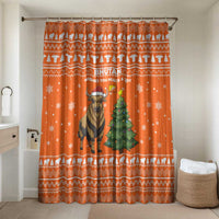 Bhutan Christmas Bathroom Set with Takin Santa Hat Christmas Tree and Snowflake Pattern in Orange - Wonder Print Shop