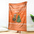 Bhutan Christmas Blanket with Takin Santa Hat Christmas Tree and Snowflake Pattern in Orange - Wonder Print Shop