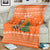 Bhutan Christmas Blanket with Takin Santa Hat Christmas Tree and Snowflake Pattern in Orange - Wonder Print Shop