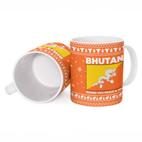 Bhutan Christmas Ceramic Mug with Takin Santa Hat Christmas Tree and Snowflake Pattern in Orange - Wonder Print Shop