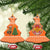 Bhutan Christmas Ceramic Ornament with Takin Santa Hat Christmas Tree and Snowflake Pattern in Orange - Wonder Print Shop