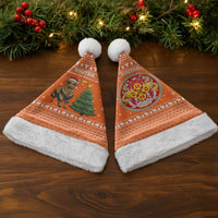 Bhutan Christmas Santa Hat with Takin Santa Hat Christmas Tree and Snowflake Pattern in Orange - Wonder Print Shop