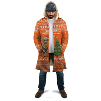 Bhutan Christmas Cloak with Takin Santa Hat Christmas Tree and Snowflake Pattern in Orange - Wonder Print Shop