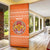 Bhutan Christmas Door Cover with Takin Santa Hat Christmas Tree and Snowflake Pattern in Orange - Wonder Print Shop