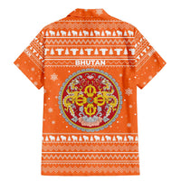 Bhutan Christmas Family Matching Mermaid Dress and Hawaiian Shirt with Takin Santa Hat Christmas Tree and Snowflake Pattern in Orange - Wonder Print Shop