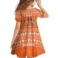 Bhutan Christmas Family Matching Off Shoulder Maxi Dress and Hawaiian Shirt with Takin Santa Hat Christmas Tree and Snowflake Pattern in Orange - Wonder Print Shop