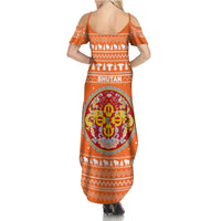 Bhutan Christmas Family Matching Summer Maxi Dress and Hawaiian Shirt with Takin Santa Hat Christmas Tree and Snowflake Pattern in Orange - Wonder Print Shop