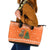 Bhutan Christmas Leather Tote Bag with Takin Santa Hat Christmas Tree and Snowflake Pattern in Orange - Wonder Print Shop
