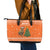 Bhutan Christmas Leather Tote Bag with Takin Santa Hat Christmas Tree and Snowflake Pattern in Orange - Wonder Print Shop