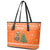 Bhutan Christmas Leather Tote Bag with Takin Santa Hat Christmas Tree and Snowflake Pattern in Orange - Wonder Print Shop