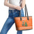 Bhutan Christmas Leather Tote Bag with Takin Santa Hat Christmas Tree and Snowflake Pattern in Orange - Wonder Print Shop