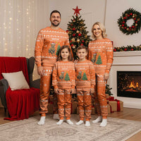 Bhutan Christmas Pajama Set with Takin Santa Hat Christmas Tree and Snowflake Pattern in Orange - Wonder Print Shop