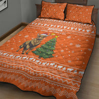 Bhutan Christmas Quilt Bed Set with Takin Santa Hat Christmas Tree and Snowflake Pattern in Orange - Wonder Print Shop