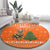 Bhutan Christmas Round Carpet with Takin Santa Hat Christmas Tree and Snowflake Pattern in Orange - Wonder Print Shop