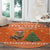 Bhutan Christmas Round Carpet with Takin Santa Hat Christmas Tree and Snowflake Pattern in Orange - Wonder Print Shop