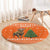Bhutan Christmas Round Carpet with Takin Santa Hat Christmas Tree and Snowflake Pattern in Orange - Wonder Print Shop