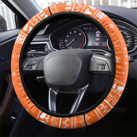 Bhutan Christmas Steering Wheel Cover with Takin Santa Hat Christmas Tree and Snowflake Pattern in Orange - Wonder Print Shop