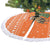 Bhutan Christmas Tree Skirt with Takin Santa Hat Christmas Tree and Snowflake Pattern in Orange - Wonder Print Shop