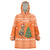 Bhutan Christmas Wearable Blanket Hoodie with Takin Santa Hat Christmas Tree and Snowflake Pattern in Orange - Wonder Print Shop