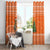 Bhutan Christmas Window Curtain with Takin Santa Hat Christmas Tree and Snowflake Pattern in Orange - Wonder Print Shop