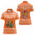 Bhutan Christmas Women Polo Shirt with Takin Santa Hat Christmas Tree and Snowflake Pattern in Orange - Wonder Print Shop