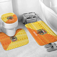 Bhutan Christmas Bathroom Set with Takin Reindeer Antlers Santa Hat and Yellow Orange Holiday Pattern - Wonder Print Shop