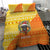 Bhutan Christmas Bedding Set with Takin Reindeer Antlers Santa Hat and Yellow Orange Holiday Pattern - Wonder Print Shop