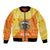 Bhutan Christmas Bomber Jacket with Takin Reindeer Antlers Santa Hat and Yellow Orange Holiday Pattern - Wonder Print Shop