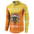 Bhutan Christmas Button Sweatshirt with Takin Reindeer Antlers Santa Hat and Yellow Orange Holiday Pattern - Wonder Print Shop