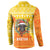 Bhutan Christmas Button Sweatshirt with Takin Reindeer Antlers Santa Hat and Yellow Orange Holiday Pattern - Wonder Print Shop