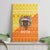 Bhutan Christmas Canvas Wall Art with Takin Reindeer Antlers Santa Hat and Yellow Orange Holiday Pattern - Wonder Print Shop