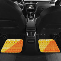 Bhutan Christmas Car Mats with Takin Reindeer Antlers Santa Hat and Yellow Orange Holiday Pattern - Wonder Print Shop