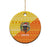 Bhutan Christmas Ceramic Ornament with Takin Reindeer Antlers Santa Hat and Yellow Orange Holiday Pattern - Wonder Print Shop