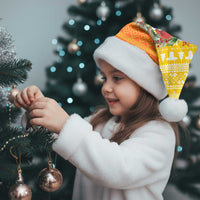 Bhutan Christmas Santa Hat with Takin Reindeer Antlers Santa Hat and Yellow Orange Holiday Pattern - Wonder Print Shop