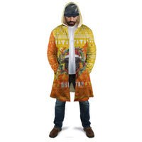 Bhutan Christmas Cloak with Takin Reindeer Antlers Santa Hat and Yellow Orange Holiday Pattern - Wonder Print Shop